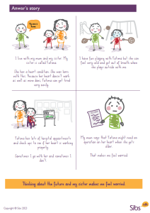 A sample page from the Sibs Talk Lite booklet, with a short illustrated story of a sibling called Anwar